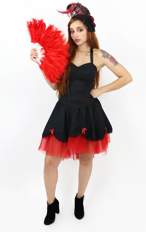 Cabaret 80s corpete fita vermelha 